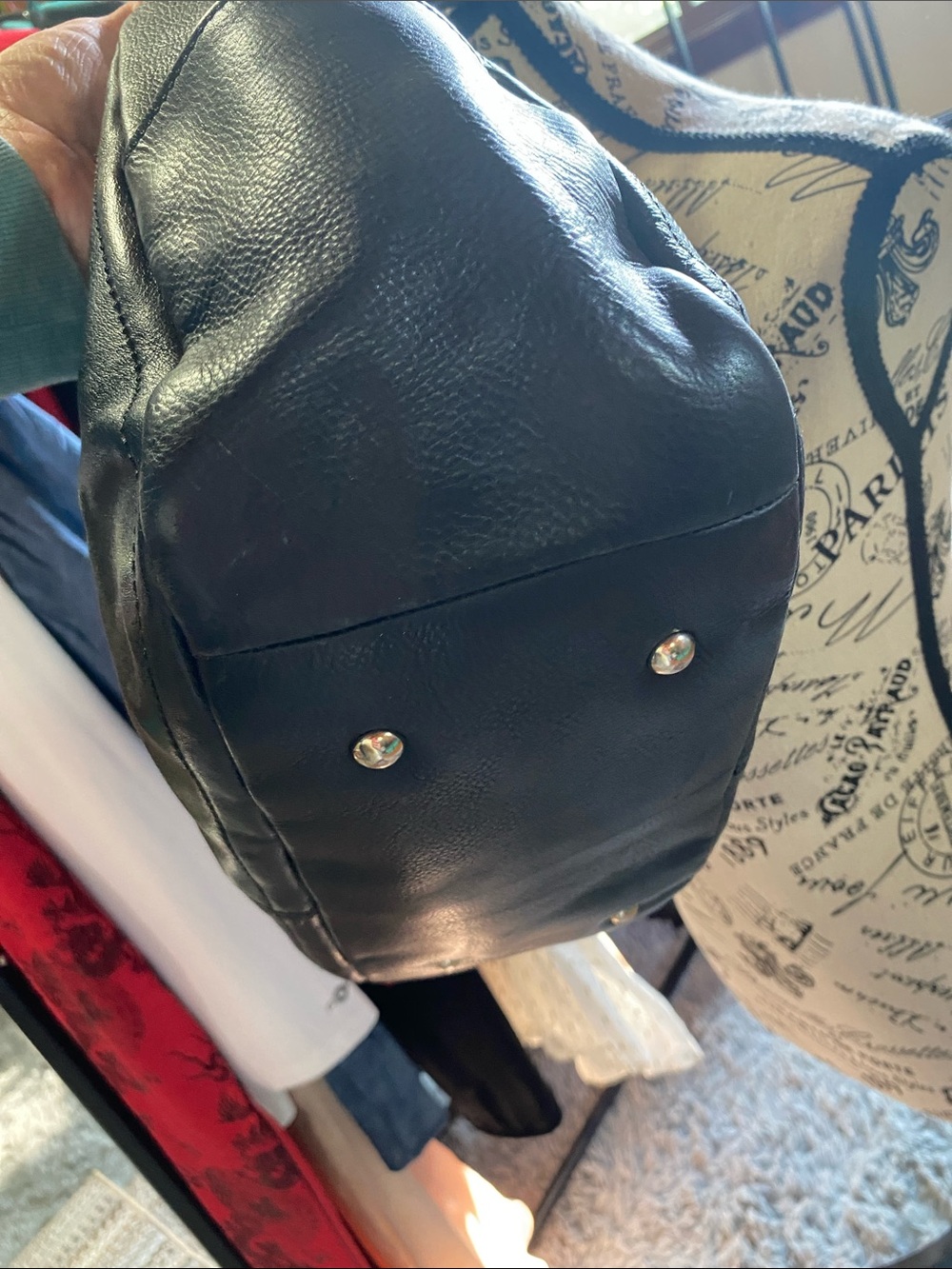 Cole Haan Black pebble Leather Shoulder Bag with Gold-Tone Accents - Picture 2 of 16
